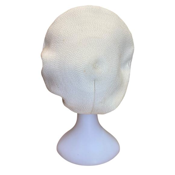 1960s White Woven Beret Hat by Sylvia | Vintage Mod | Mid Century Style